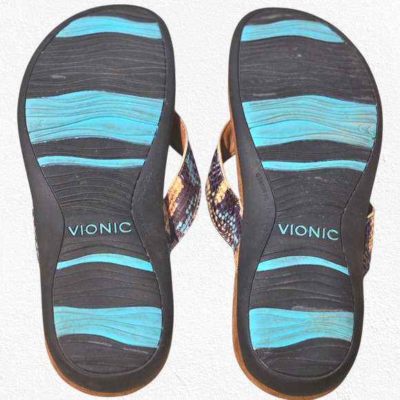 Vionic Snake Print Flip Flop Sandals Size 7 US Orthotic Arch Support Comfort - Picture 8 of 11
